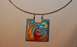 Heliconia Flower Cloissone Necklace